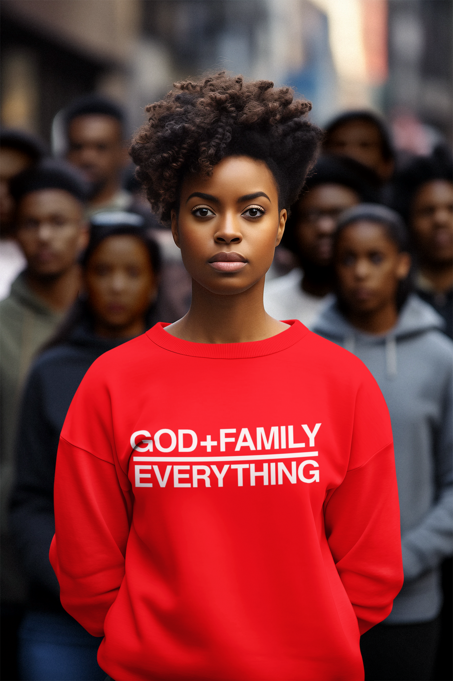 God + Family Over  Everything Sweatshirt - Red, L image