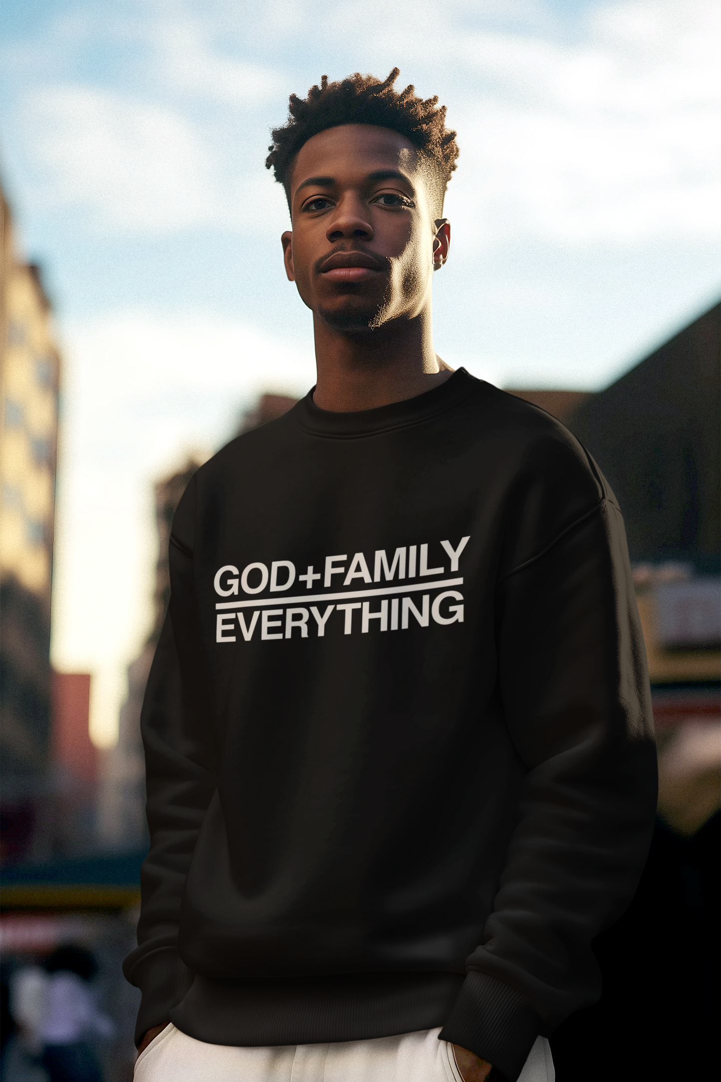 God + Family Over  Everything Sweatshirt - Black, S image