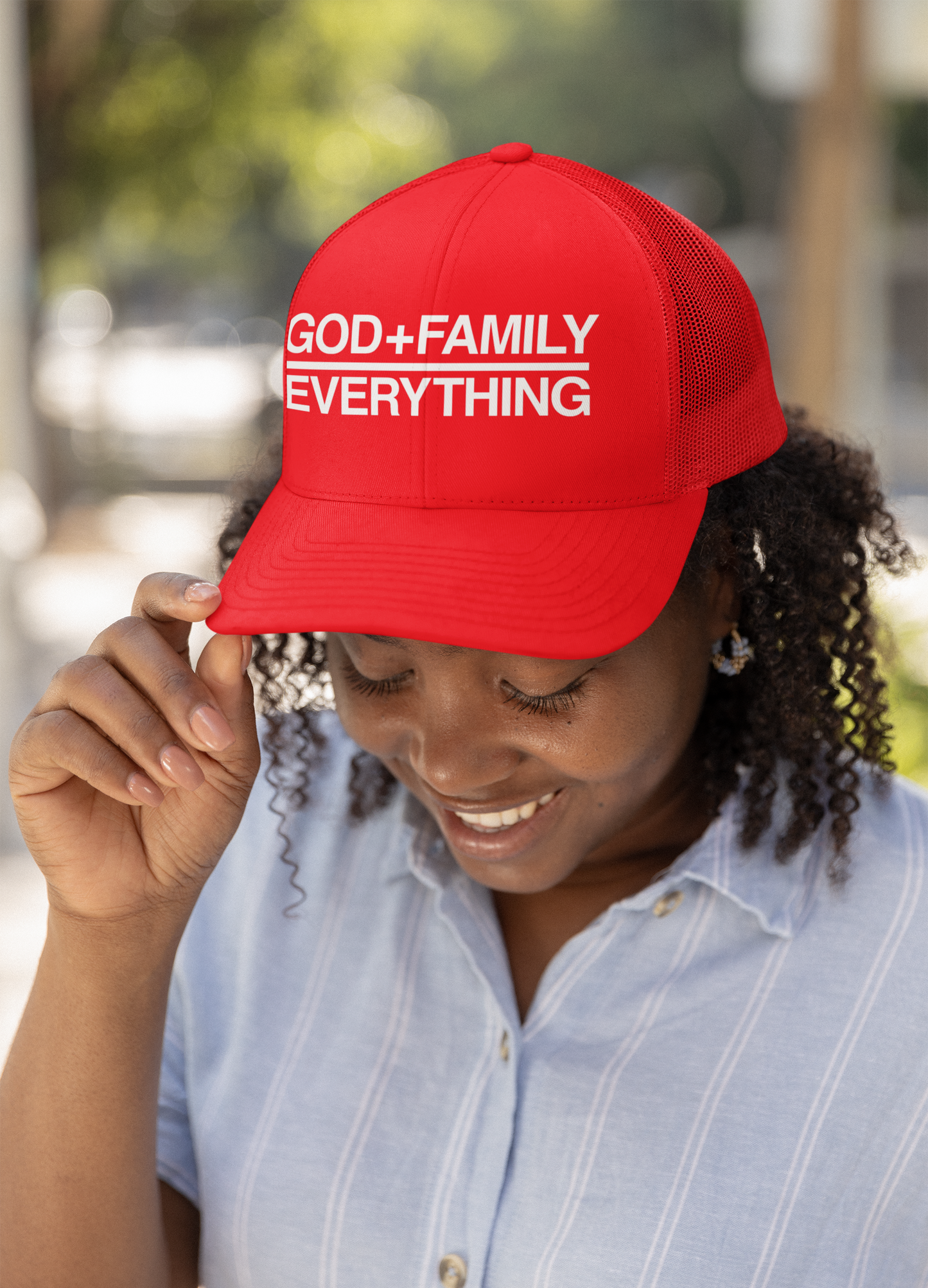 God + Family Over Everything Trucker Hat